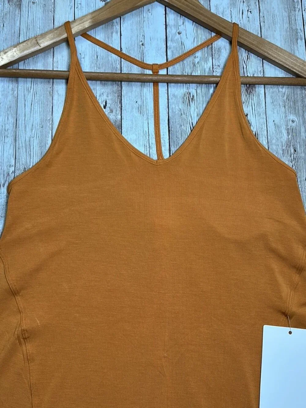 Lululemon Modal Silk Yoga Tank Top sz 2 Autumn Orange Tie T-Back Strappy